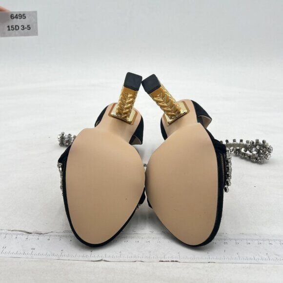 FSJ Women Flower Gold Metal Chain Chunky High Heels Ankle Strap Sandals Open Toe - Picture 7 of 8